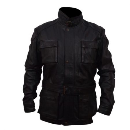 Bane Box Pockets Black Faux Leather Jacket