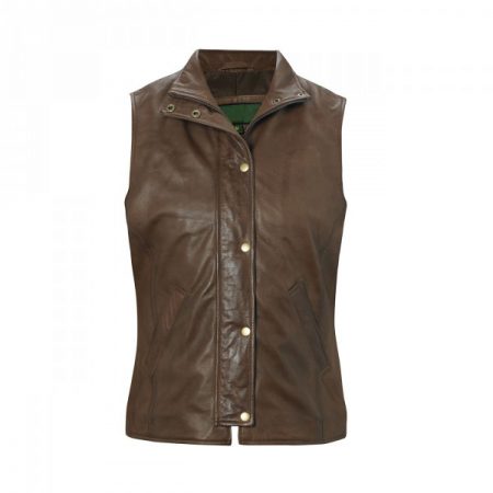 Sibson Women’s Mid-Brown Leather Gilet