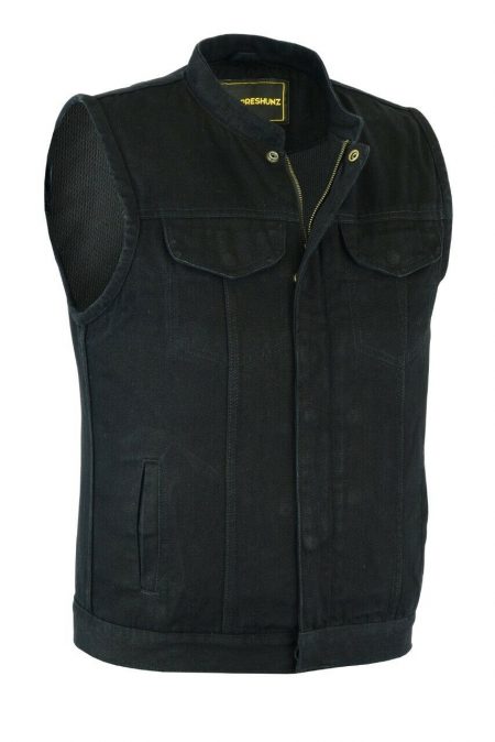 Men’s Motorcycle Biker Denim Black Vest