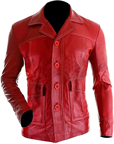 red retro leather jacket